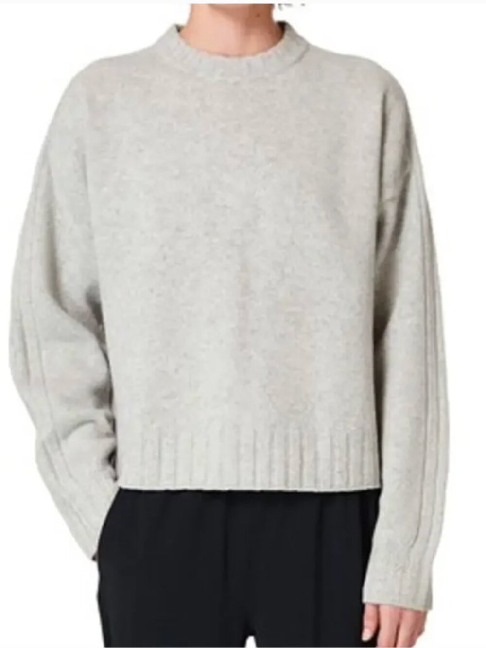 Sweaty Betty Light Gray Wool Crewneck Sweater